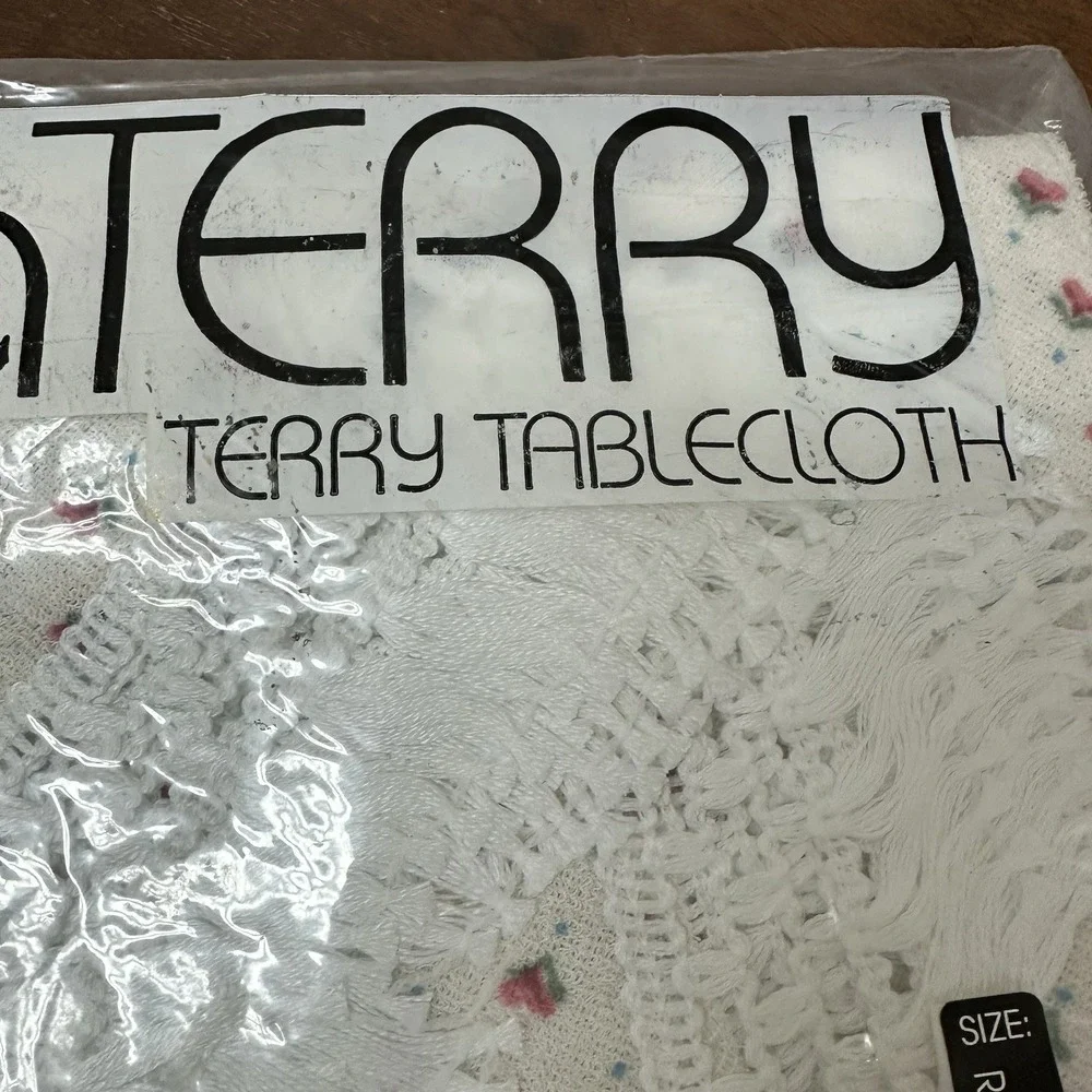 Vtg Retro Dainty Floral Fringe Terry Cloth Cotton 60